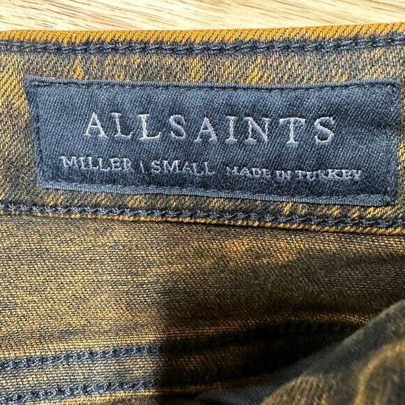 AllSaints NWT Miller Size Me Orange Acid Wash Jeans Size S Mid Rise Skinny Fray - Picture 6 of 11